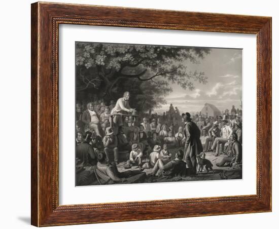 Stump Speaking, 1856 (Stipple Engraving on Chine Collé)-George Caleb Bingham-Framed Giclee Print