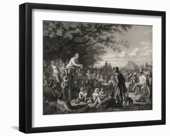 Stump Speaking, 1856 (Stipple Engraving on Chine Collé)-George Caleb Bingham-Framed Giclee Print