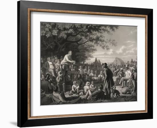 Stump Speaking, 1856 (Stipple Engraving on Chine Collé)-George Caleb Bingham-Framed Giclee Print