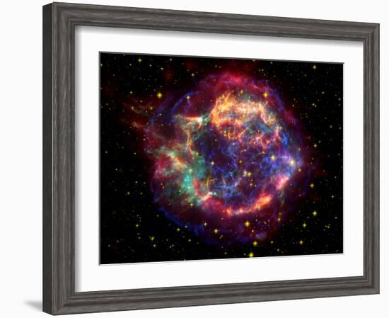 Stunning Composite Picture of Cas A,  Infrared Image from the Spitzer Space Telescope-null-Framed Photographic Print