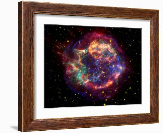 Stunning Composite Picture of Cas A,  Infrared Image from the Spitzer Space Telescope-null-Framed Photographic Print