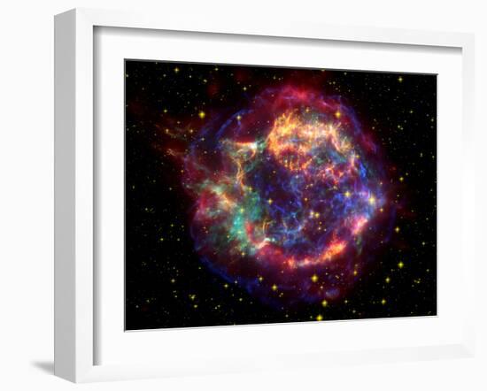 Stunning Composite Picture of Cas A,  Infrared Image from the Spitzer Space Telescope-null-Framed Photographic Print