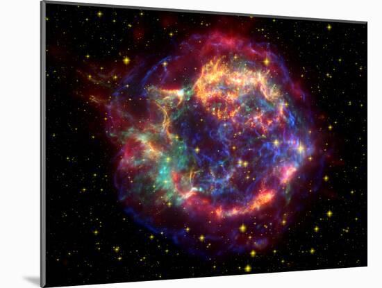 Stunning Composite Picture of Cas A,  Infrared Image from the Spitzer Space Telescope-null-Mounted Photographic Print