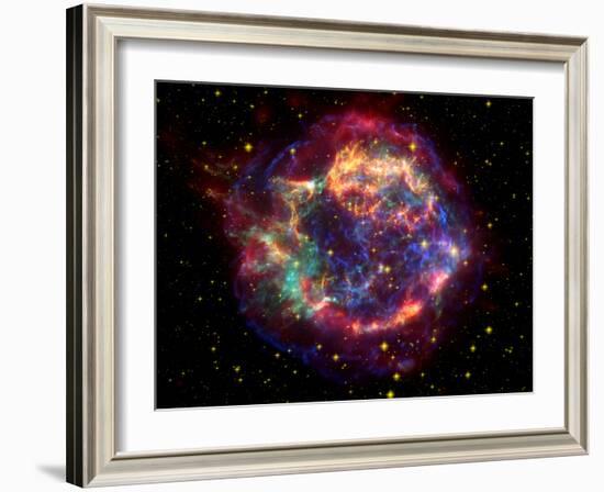 Stunning Composite Picture of Cas A,  Infrared Image from the Spitzer Space Telescope-null-Framed Photographic Print