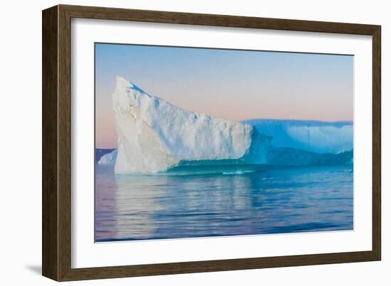 Stunning Iceberg Landscape with Midnight Sun Colors at Mouth ofIcefjord, Near Ilulissat, Greenland-Luis Leamus-Framed Photographic Print