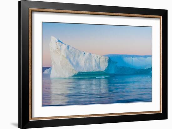 Stunning Iceberg Landscape with Midnight Sun Colors at Mouth ofIcefjord, Near Ilulissat, Greenland-Luis Leamus-Framed Photographic Print