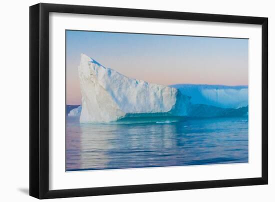 Stunning Iceberg Landscape with Midnight Sun Colors at Mouth ofIcefjord, Near Ilulissat, Greenland-Luis Leamus-Framed Photographic Print