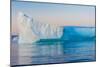 Stunning Iceberg Landscape with Midnight Sun Colors at Mouth ofIcefjord, Near Ilulissat, Greenland-Luis Leamus-Mounted Photographic Print