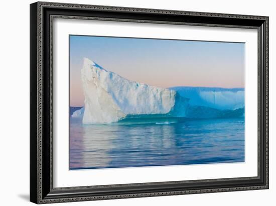 Stunning Iceberg Landscape with Midnight Sun Colors at Mouth ofIcefjord, Near Ilulissat, Greenland-Luis Leamus-Framed Photographic Print