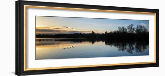Stunning Spring Sunrise Landscape over Lake with Reflections and Jetty-Veneratio-Framed Photographic Print