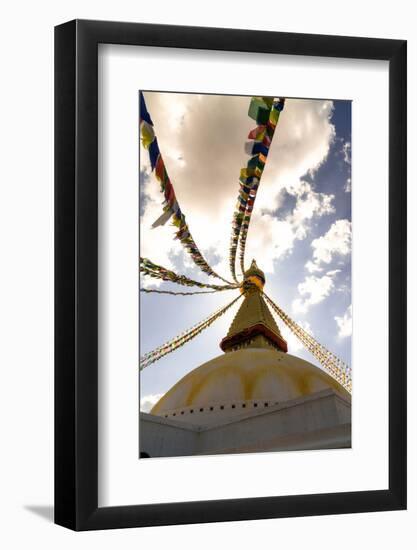 Stupa (Buddhist Temple) with colorful prayer flags in Kathmandu, Nepal-David Chang-Framed Photographic Print