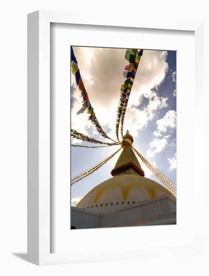 Stupa (Buddhist Temple) with colorful prayer flags in Kathmandu, Nepal-David Chang-Framed Photographic Print