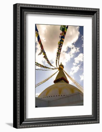 Stupa (Buddhist Temple) with colorful prayer flags in Kathmandu, Nepal-David Chang-Framed Photographic Print