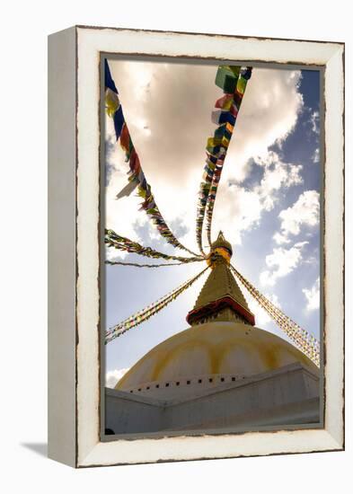 Stupa (Buddhist Temple) with colorful prayer flags in Kathmandu, Nepal-David Chang-Framed Premier Image Canvas