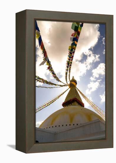 Stupa (Buddhist Temple) with colorful prayer flags in Kathmandu, Nepal-David Chang-Framed Premier Image Canvas