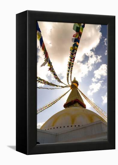 Stupa (Buddhist Temple) with colorful prayer flags in Kathmandu, Nepal-David Chang-Framed Premier Image Canvas