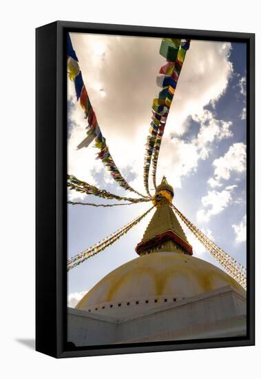 Stupa (Buddhist Temple) with colorful prayer flags in Kathmandu, Nepal-David Chang-Framed Premier Image Canvas