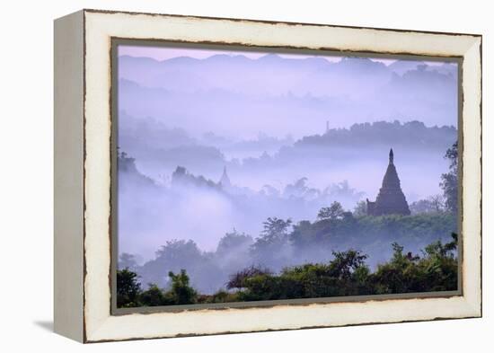 Stupas (Zedis) in the Morning Mist, Mrauk U, Rakhaing State, Myanmar (Burma), Asia-Nathalie Cuvelier-Framed Premier Image Canvas