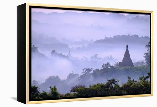 Stupas (Zedis) in the Morning Mist, Mrauk U, Rakhaing State, Myanmar (Burma), Asia-Nathalie Cuvelier-Framed Premier Image Canvas