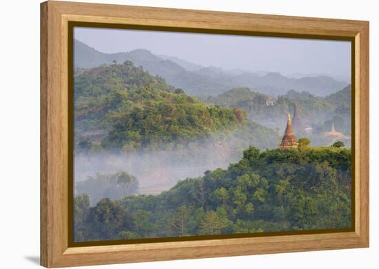 Stupas (Zedis) in the Morning Mist, Mrauk U, Rakhaing State, Myanmar (Burma), Asia-Nathalie Cuvelier-Framed Premier Image Canvas