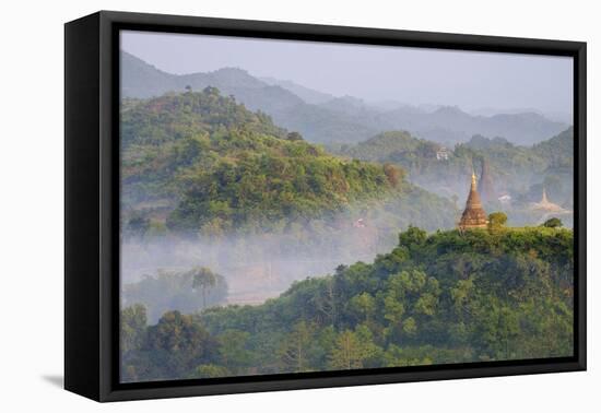 Stupas (Zedis) in the Morning Mist, Mrauk U, Rakhaing State, Myanmar (Burma), Asia-Nathalie Cuvelier-Framed Premier Image Canvas