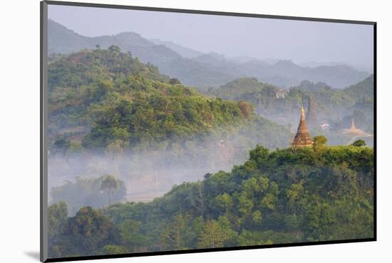 Stupas (Zedis) in the Morning Mist, Mrauk U, Rakhaing State, Myanmar (Burma), Asia-Nathalie Cuvelier-Mounted Photographic Print