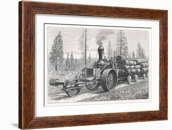 Sturdy Three-Wheeled Steam- Powered Traction Engine Used in the Timber Industry California-Dietrich-Framed Art Print