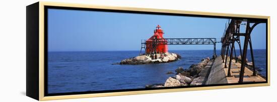 Sturgeon Bay Canal North Pierhead Lighthouse, Sturgeon Bay, Door County, Wisconsin, USA-null-Framed Premier Image Canvas