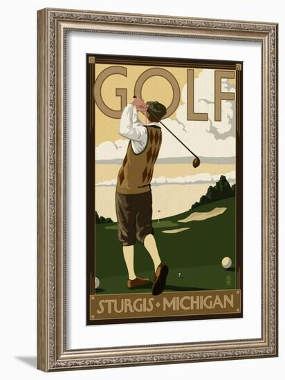 Sturgis, Michigan - Golf - Sunday Driver-Lantern Press-Framed Art Print