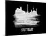Stuttgart Skyline Brush Stroke - White-NaxArt-Mounted Art Print
