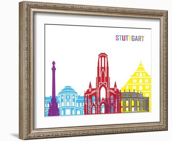 Stuttgart Skyline Pop-paulrommer-Framed Art Print