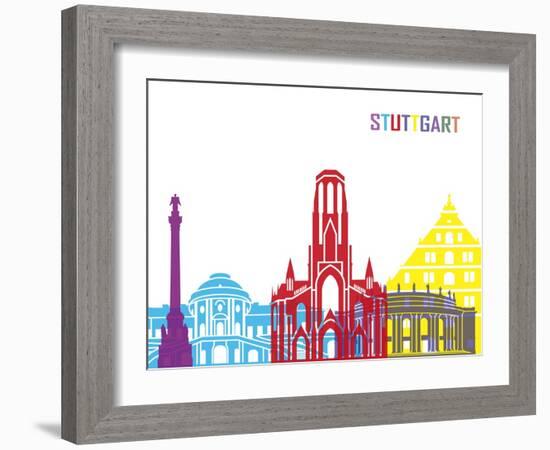 Stuttgart Skyline Pop-paulrommer-Framed Art Print