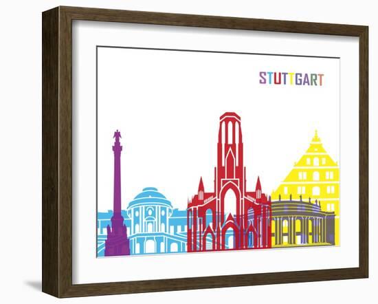 Stuttgart Skyline Pop-paulrommer-Framed Art Print