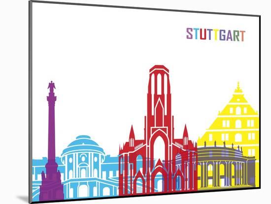 Stuttgart Skyline Pop-paulrommer-Mounted Art Print