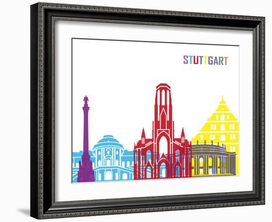 Stuttgart Skyline Pop-paulrommer-Framed Art Print