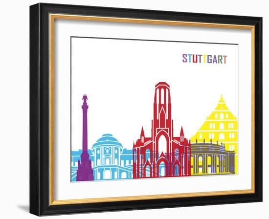 Stuttgart Skyline Pop-paulrommer-Framed Art Print