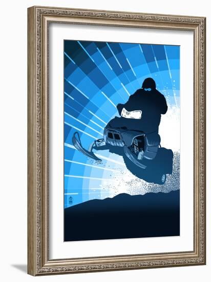 Styalized Snowmobile-Lantern Press-Framed Art Print