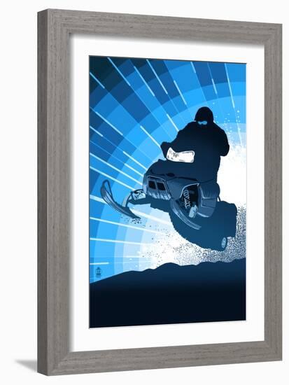 Styalized Snowmobile-Lantern Press-Framed Art Print