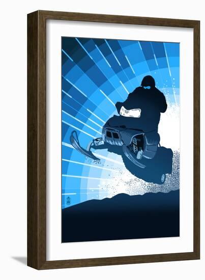 Styalized Snowmobile-Lantern Press-Framed Art Print