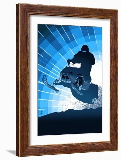 Styalized Snowmobile-Lantern Press-Framed Art Print