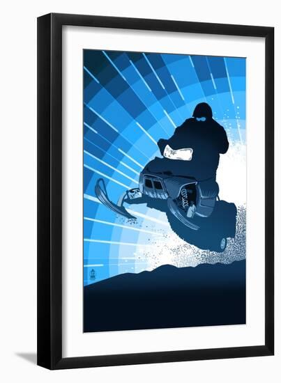 Styalized Snowmobile-Lantern Press-Framed Art Print