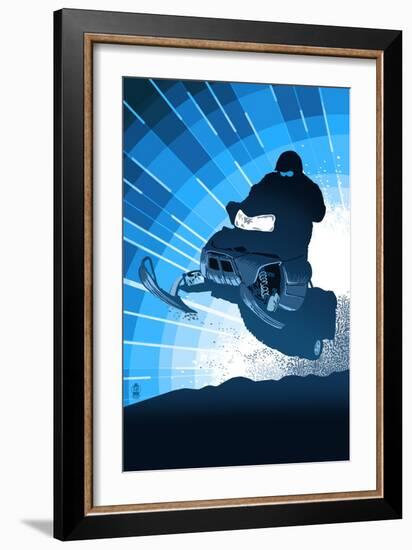 Styalized Snowmobile-Lantern Press-Framed Art Print