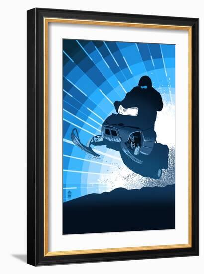 Styalized Snowmobile-Lantern Press-Framed Art Print