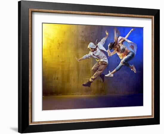 Stylish Dancers Dancing in a Concrete Place-Konrad B?k-Framed Photographic Print