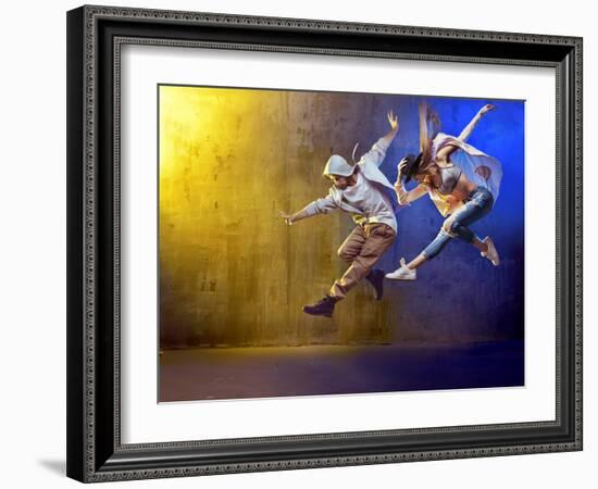 Stylish Dancers Dancing in a Concrete Place-Konrad B?k-Framed Photographic Print