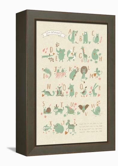 Stylish Zoo Alphabet in Vector. Lovely Animals with English Letters and Names. Best Abc-Poster in S-smilewithjul-Framed Stretched Canvas