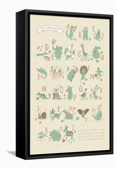 Stylish Zoo Alphabet in Vector. Lovely Animals with English Letters and Names. Best Abc-Poster in S-smilewithjul-Framed Stretched Canvas