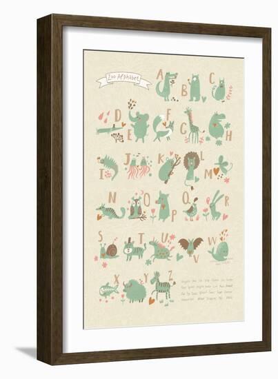 Stylish Zoo Alphabet in Vector. Lovely Animals with English Letters and Names. Best Abc-Poster in S-smilewithjul-Framed Premium Giclee Print