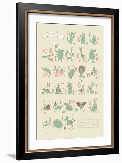 Stylish Zoo Alphabet in Vector. Lovely Animals with English Letters and Names. Best Abc-Poster in S-smilewithjul-Framed Premium Giclee Print