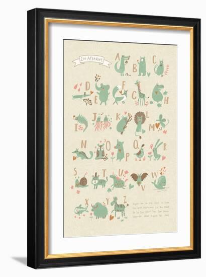 Stylish Zoo Alphabet in Vector. Lovely Animals with English Letters and Names. Best Abc-Poster in S-smilewithjul-Framed Premium Giclee Print